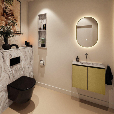 MONDIAZ TURE-DLUX Meuble de toilettes 60 cm Oro. Lavabo EDEN Glace position milieu. Sans trou de robinet.