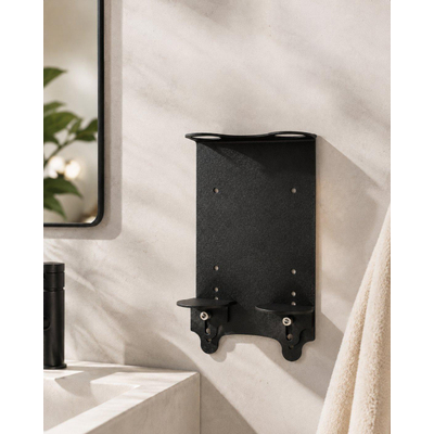 Fortifura Calvi zeepdispenser houder - bevestigings materiaal - zwart mat
