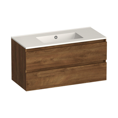 Brauer Core Series badkamermeubelset - 100x45x52cm - wastafel Starfall - forest cacao