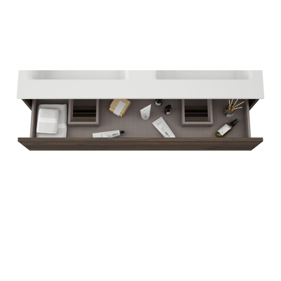 Adema Chaci Badkamermeubelset - 120cm - 2 lades - greeploos - noten (hout) met topblad 120 SHOWROOMMODEL