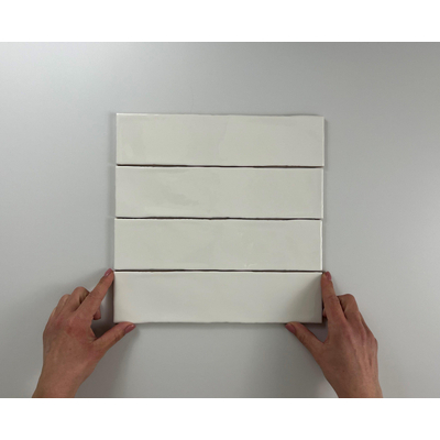 ÉCHANTILLON Terravito Pavero carreau mural - 7,5x30cm - 8,6mm - Rectangulaire - Crème brillant