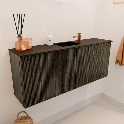 Mondiaz JOYA 100cm meuble WC - couleur Shadow - Lavabo FAYE position Milieu 1 trou de robinet couleur Urban.