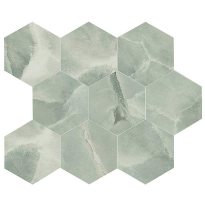 Terravito Davella carreau mural et de sol - 26x30cm - aspect pierre naturelle - hexagone - Jade pulido poli (vert)