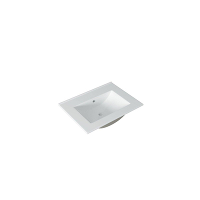 Adema Chaci Meuble salle de bain - 80x46x55cm - 1 vasque en céramique blanche- 1 trou de robinet - 2 tiroirs - miroir rond avec éclairage - blanc mat