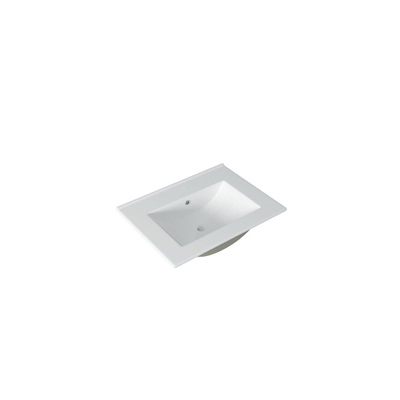 Adema Prime Essential Ensemble de meuble - 80x55x46cm - 1 vasque rectangulaire Blanc - 1 trou de robinet - 2 tiroirs - avec miroir rectangulaire - Greige