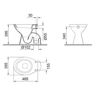 Wisa Sydney cuvette à fond creux avec sortie EV 35.5x46.5x39.5cm blanc