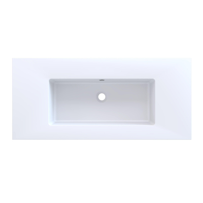 Arcqua Mira Inbouw Wastafel - 101x46x1.5cm - enkele wasbak - zonder kraangat - cast marble - mat wit