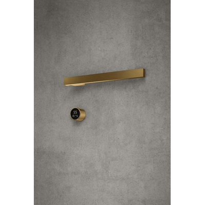 Hotbath &MORE Handdoekradiator - 50x19cm - vierkant - 1 stangen - horizontaal - met schakelaar - PVD - geborsteld messing (goud)