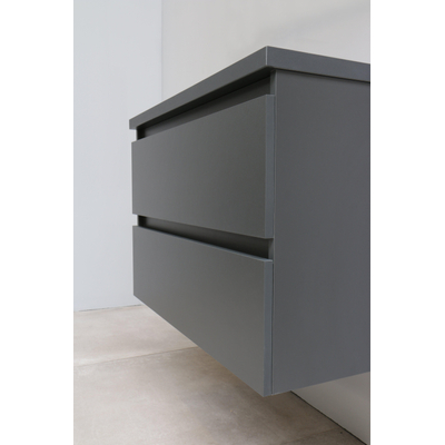 Basic Bella Meuble lavabo céramique avec 1 trou de robinet 80x55x46cm Flat Pack Anthracite mat