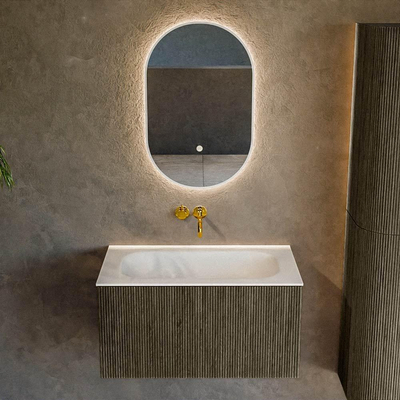 Mondiaz KURVE Ensemble meuble de salle de bains - 80x46x40cm - 1 tiroir - vasque solid surface - central - sans trou de robinet - Shadow