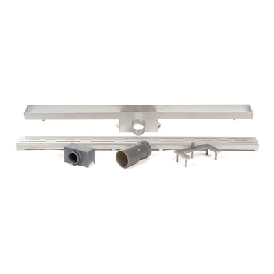BRAUER Caniveau de douche - sans cadre - 80x7x6.7cm - à fond creux - sortie latérale - inox