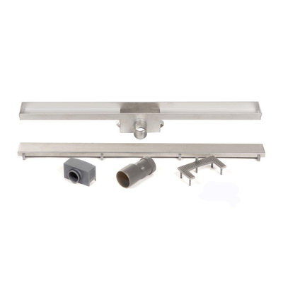 BRAUER Caniveau de douche - sans cadre - 100x7x6.7cm - à fond creux - sortie latérale - inox