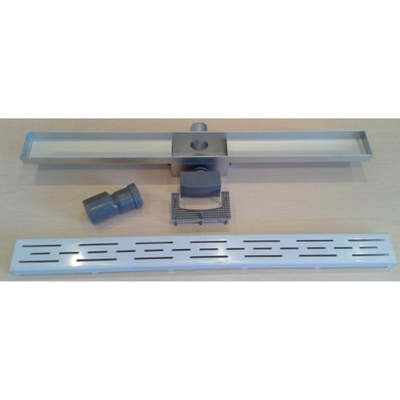 BRAUER Caniveau de douche - sans cadre - 100x7x6.7cm - à fond creux - sortie latérale - inox