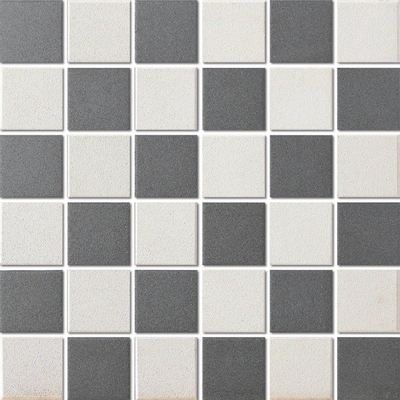 The Mosaic Factory London Carrelage mosaïque carré 4.8x4.8x0.6cm pour le sol pour l'intérieur et l'extérieur céramique damier Mix super blanc et noir
