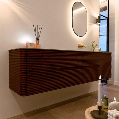 Mondiaz CIRO-DLUX Badkamermeubelset - 190x45x50cm - Solid surface wastafel Sombra - 1 wasbak Rechts - zonder kraangaten - 4 lades - Ruby