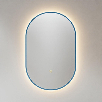 Mondiaz GLOW Miroir de salle de bains - Ovale - 45x90cm - Éclairage LED indirect - Capteur de mouvement - Jeans (Bleu)