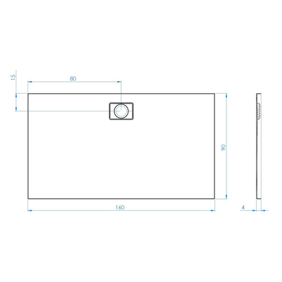 Xenz Flat Zero douchevloer - 160x90x4 - Acryl - wit