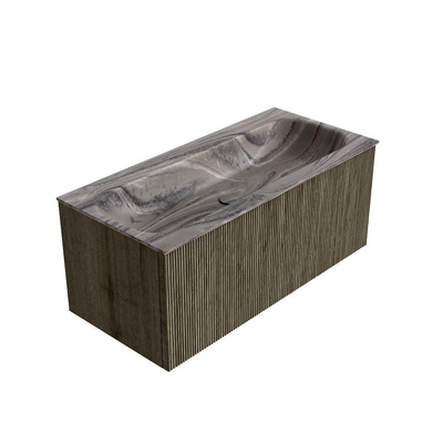 MONDIAZ KURVE-DLUX Meuble de salle de bains 100cm couleur Shadow avec 1 tiroir et 0 porte. Lavabo BIG MEDIUM Centre sans trou de robinet Sombra.