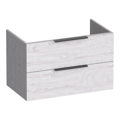 BRAUER Elevate meuble sous-lavabo 80 sans poignées de dessus 2 tiroirs à fermeture douce et 1 découpe pour siphon - Forest Seashell