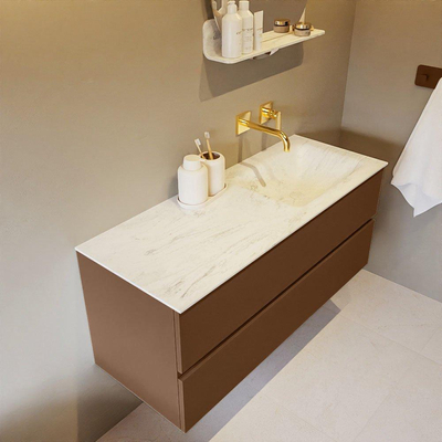 Mondiaz VICA-DLUX ensemble de meuble de salle de bain - 120cm - meuble sous-vasque repos - 2 tiroirs - lavabo encastrée cloud droite - sans trous de robinet - version haute de 60cm - opalo