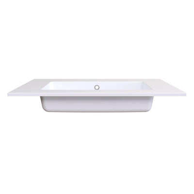 Arcqua Mira Lavabo encastré - 81x46x1.5cm - vasque simple - sans trou de robinet - marbre de synthèse - blanc brillant
