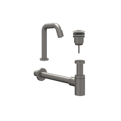 IVY Pact Ensemble de lave-mains - Contour - posé - bas - bonde always open - metal black brossé PVD
