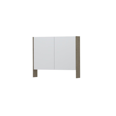 Ink spk3 armoire de toilette avec double portes en miroir, 2 portes avec étagère ouverte et prise de courant/interrupteur