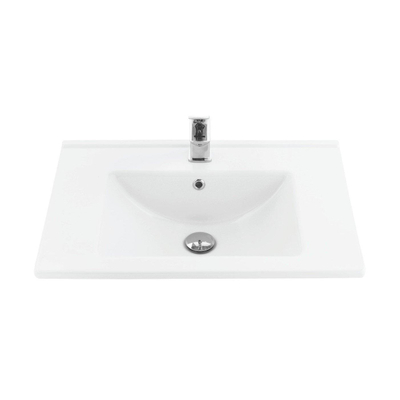Sanicare q7 lavabo 65x45cm 1 trou pour robinet avec trop-plein rectangle céramique blanc