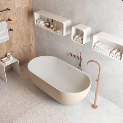 Ideavit Solidera Vrijstaand bad - 150x76x53cm - Solid surface - Ovaal - Mat Beige