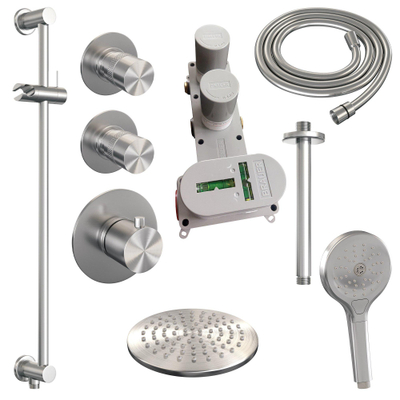 BRAUER Brushed Edition inbouw regendoucheset – Ø20 cm hoofddouche – 20 cm plafondbuis – ronde handdouche – glijstang 70 cm