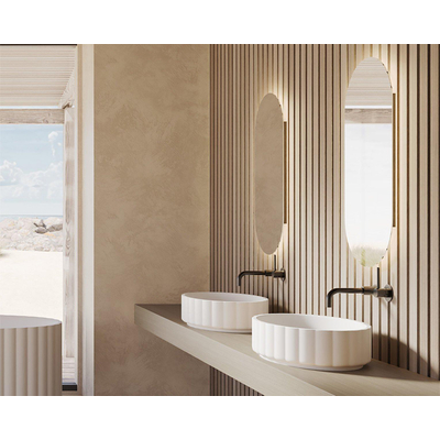 Riho Catching Waves vasque - 61x38cm - solid surface - ovale - mat blanc