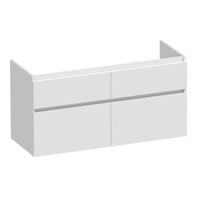 BRAUER Delight meuble sous-lavabo - 120x46x60cm - 4 tiroirs à fermeture douce - sans poignée - 2 découpes pour siphon - blanc brillant