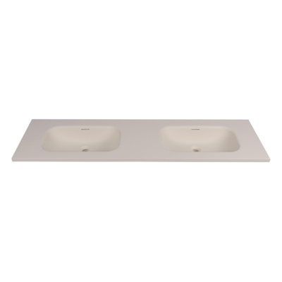 Saniclass Torino Plan vasque meuble - 160.5x46x17.5cm - solid surface - 2 vasques - sans trou de robinetterie - blanc cassé