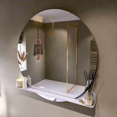 Mondiaz SPOT Badkamerspiegel - rond 120cm - spiegelplanchet - kleur Cale