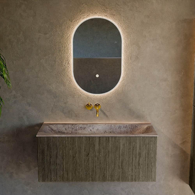 MONDIAZ KURVE-DLUX 100cm badmeubel kleur Shadow met 1 lade en 0 deuren. Wastafel BIG MEDIUM Midden zonder kraangat Oza.