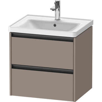 Duravit Ketho.2 Wastafelonderbouwkast - met 2 laden - 58.4x45.5x54.9cm - met grepen antracietbasalt - mat basalt (zwart)