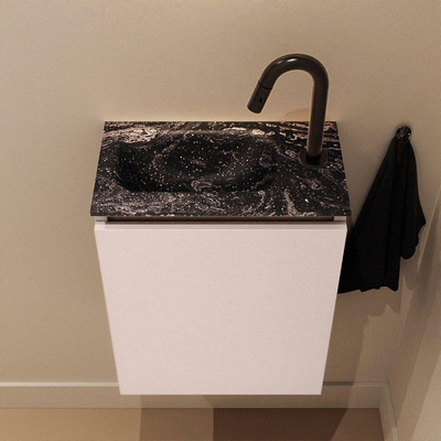 MONDIAZ TURE-DLUX Meuble WC 40cm Rosee. EDEN lavabo Lava position gauche. Avec 1 trou de robinet.