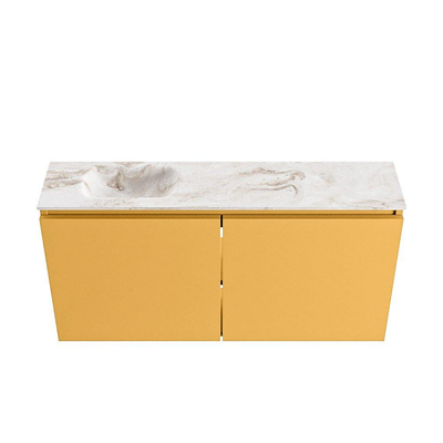 MONDIAZ TURE-DLUX Meuble de toilettes 100 cm Ocher. EDEN vasque Frappe position gauche. Sans trou de robinet.