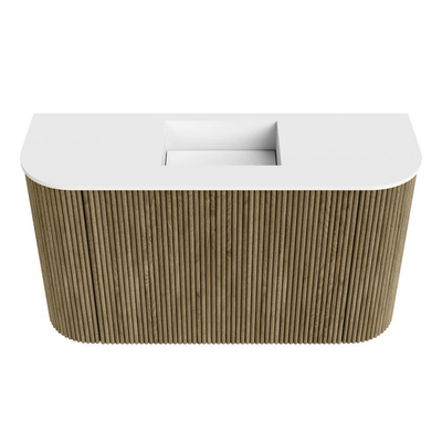 Mondiaz JOYA 73.2cm toiletmeubel - ronding links en rechts kleur Dusk - Wastafel FAYE positie Midden Zonder kraangat kleur Talc.