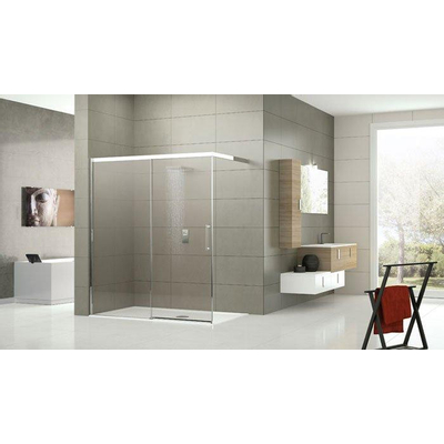 Novellini Rose PHB porte coulissante pour douche à l'italienne avec barre de fixation murale 117/120x200cm droite chrome/transparente