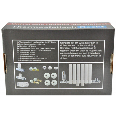 Wiesbaden Luxe Ensemble de raccordement radiateur therm. droit chrome