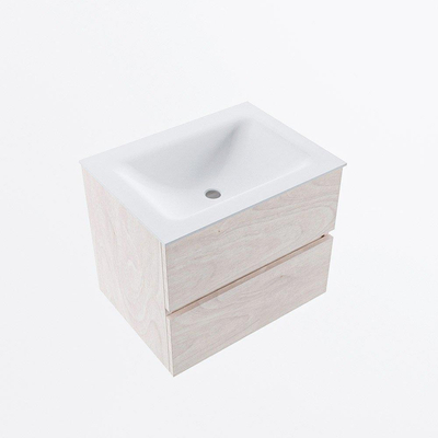 Mondiaz VICA ensemble de meuble de salle de bain - 60cm - meuble sous vasque en aggloméré - 2 tiroirs - lavabo cloud milieu - sans trous de robinet - version haute de 60cm - talc