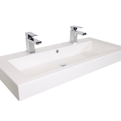 BRAUER Florence lavabo pour meuble 100cm 1 lavabo 2 trous polybéton blanc