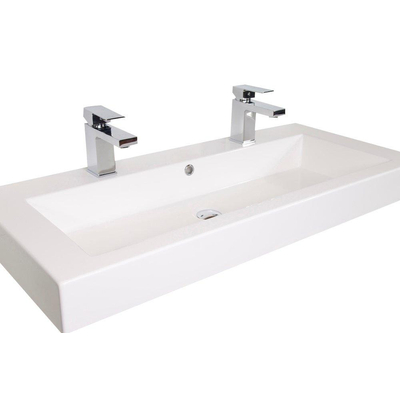 BRAUER Florence meuble 100x48.5cm 2 trous pour robinetterie Blanc brillant