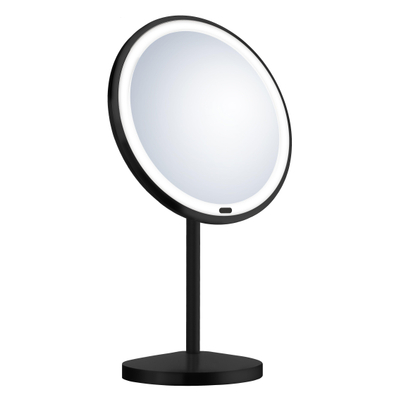 Smedbo Cosmeticaspiegel - sur pied - 20cm - grossissement 7x - éclairage - Laiton - noir mat