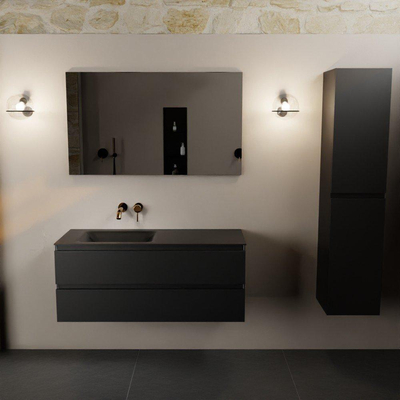 Mondiaz AIVY Ensemble de meuble - 120x45x50cm - 0 trous de robinet - 1 vasque Urban Solid surface - Gauche - 2 tiroirs - avec miroir - MDF Urban