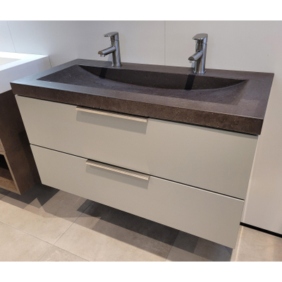 BRAUER Elevate wastafelonderkast 100 inclusief natuursteen wastafel met 2 kraangaten - mat zand showroommodel