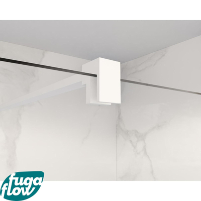 FugaFlow Eccelente Vetro douche à l'italienne salle de bain tige de stabilisation prolongée 200cm détachée avec matériel de fixation - blanc mat