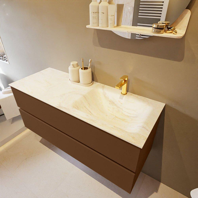 Mondiaz VICA-DLUX ensemble de meuble de salle de bain - 120cm - meuble sous-vasque repos - 2 tiroirs - lavabo encastrée cloud droite - 1 trou de robinet - version haute de 60cm - ostra