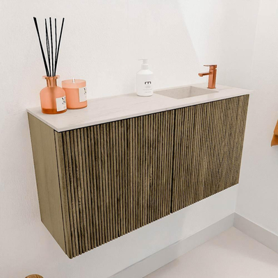 Mondiaz JOYA-DLUX 80cm toiletmeubel - kleur Dusk - Wastafel FAYE positie Rechts 1 kraangat kleur Meli.